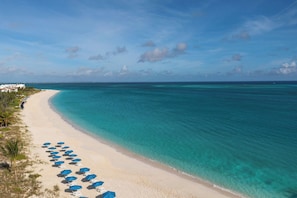 On the beach, white sand