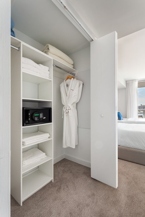Perfect sized closet with a safe box. - Great Studio Suite with South Orientation (Hallandale Beach)