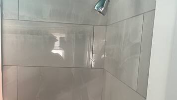 Shower, towels, toilet paper