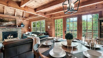 Smart TV, fireplace, video games, books