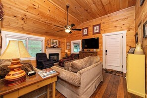 TV, fireplace