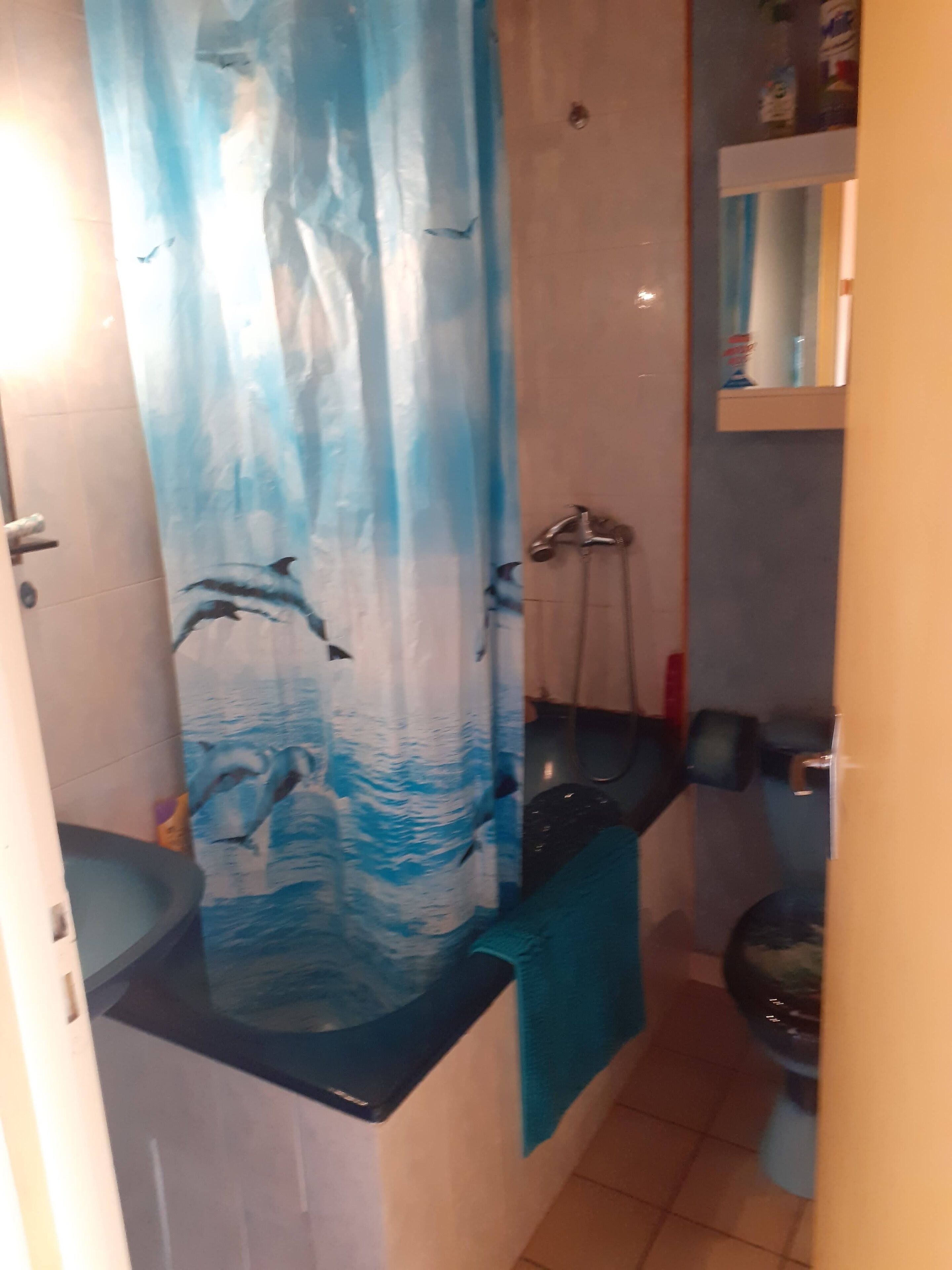Ensemble douche/baignoire, sèche-cheveux