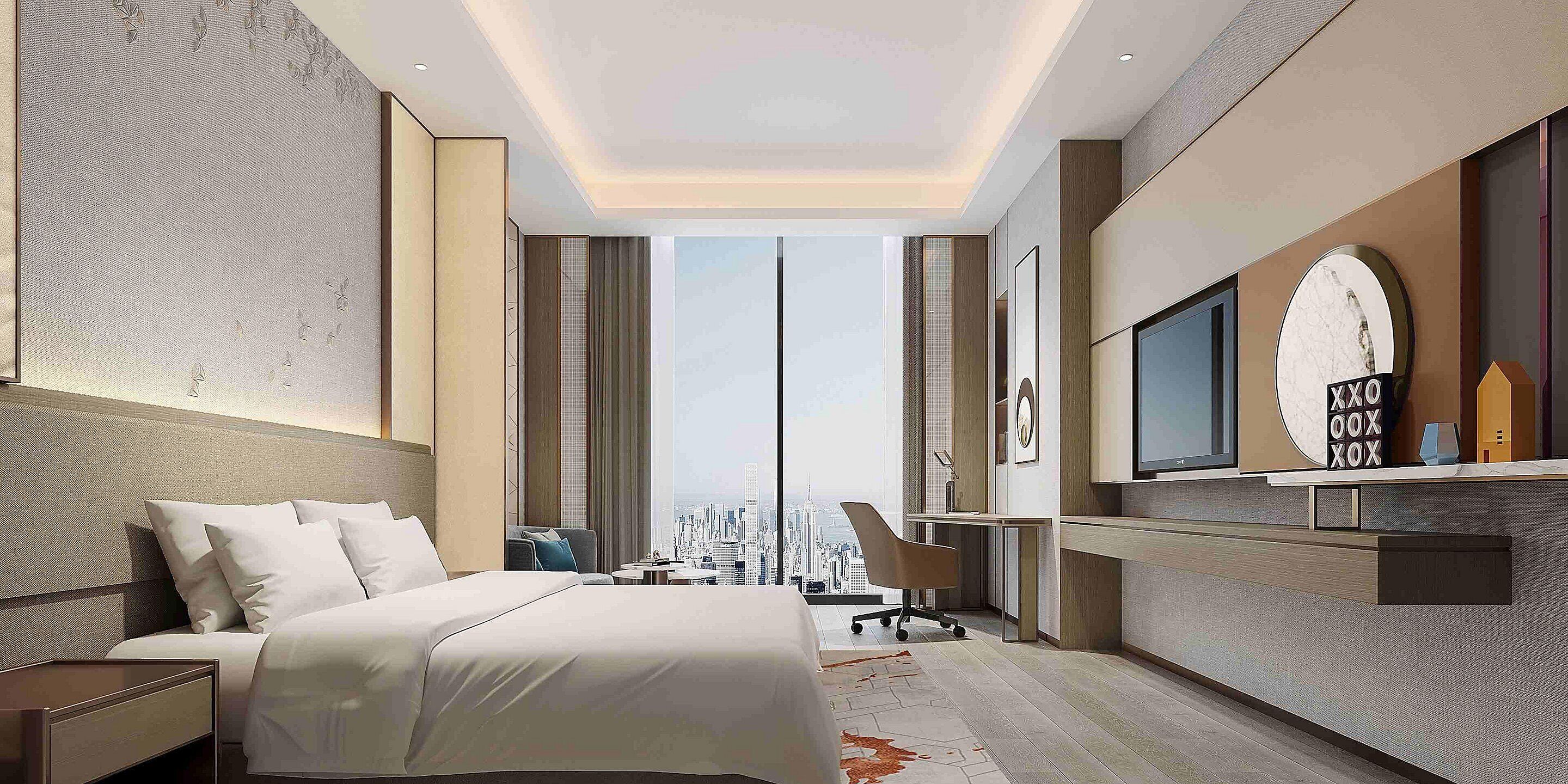 尊荣客房, 1 张特大床 | 迷你吧、客房内保险箱、办公桌、笔记本电脑工作区