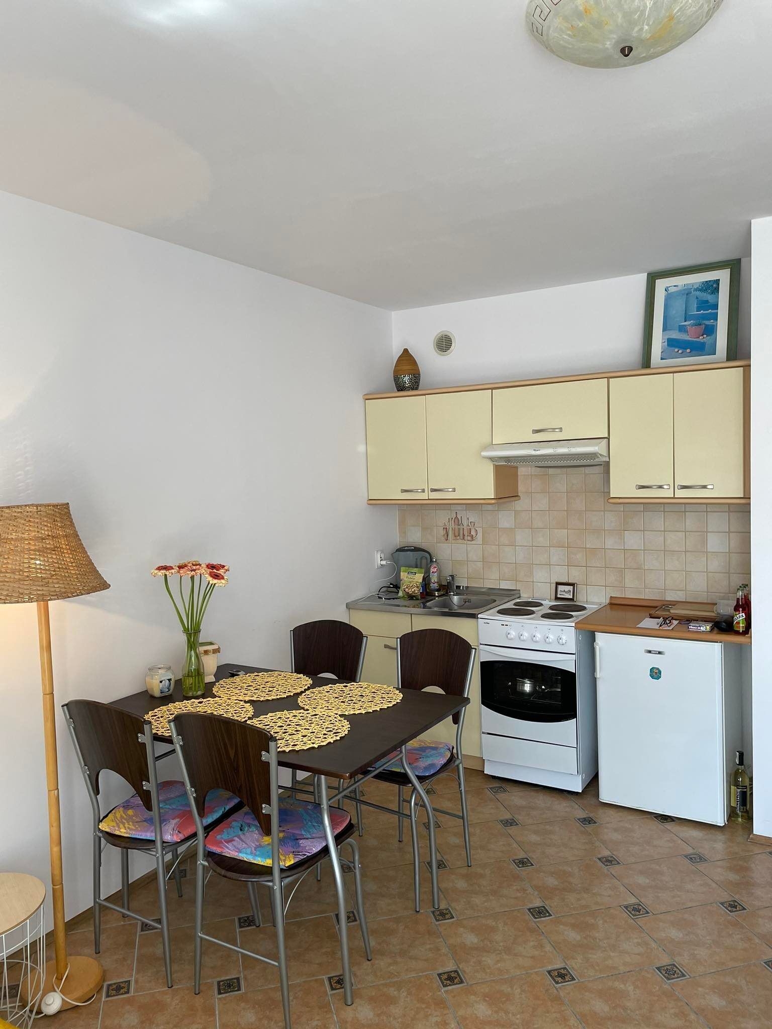 Réfrigérateur, four, plaque de cuisson, bouilloire électrique