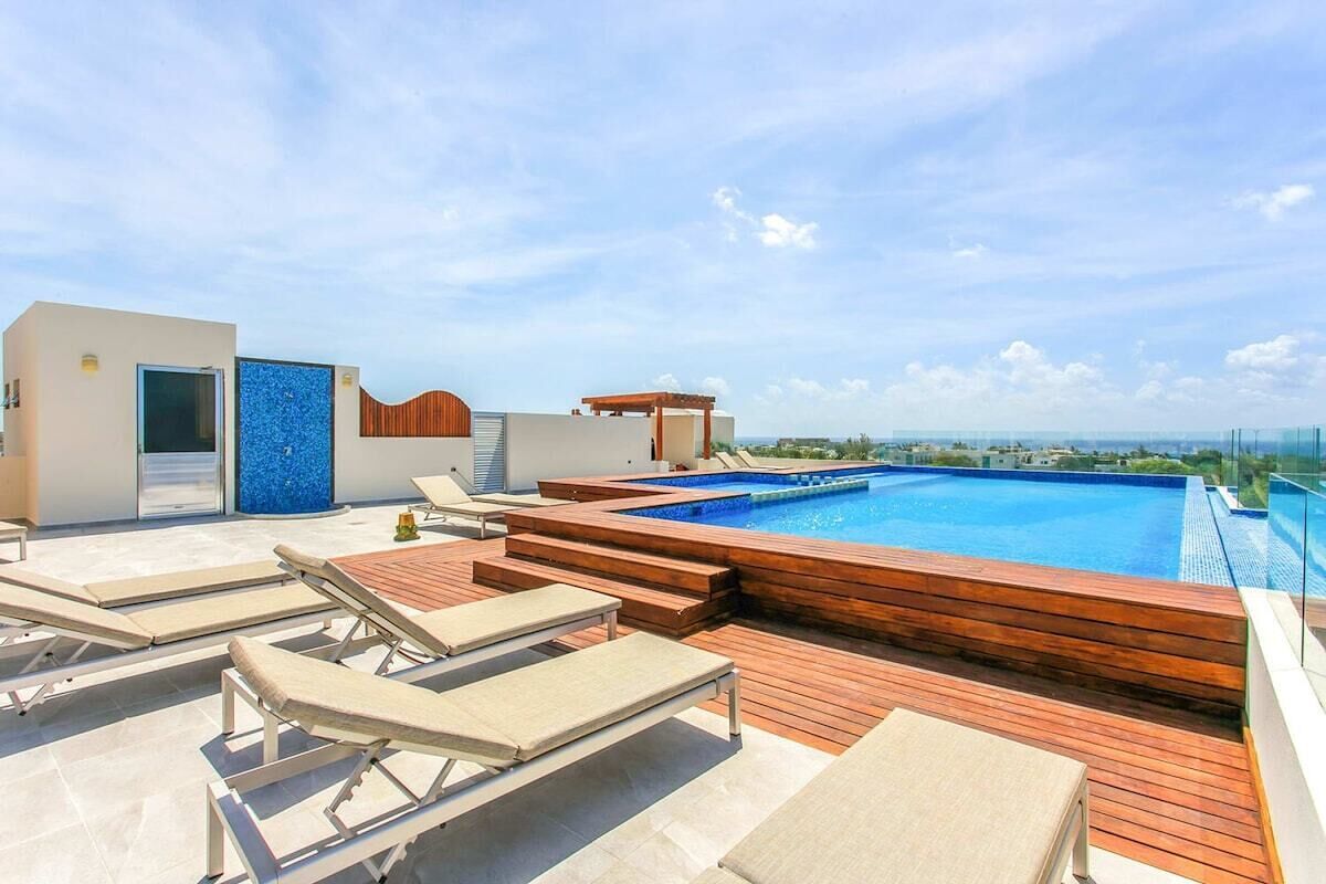 Outdoor pool, a rooftop pool