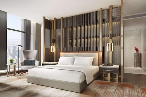 Suite, 1 cama King size, vista a la ciudad (Skyline) | Ropa de cama de alta calidad, camas Select Comfort y minibar