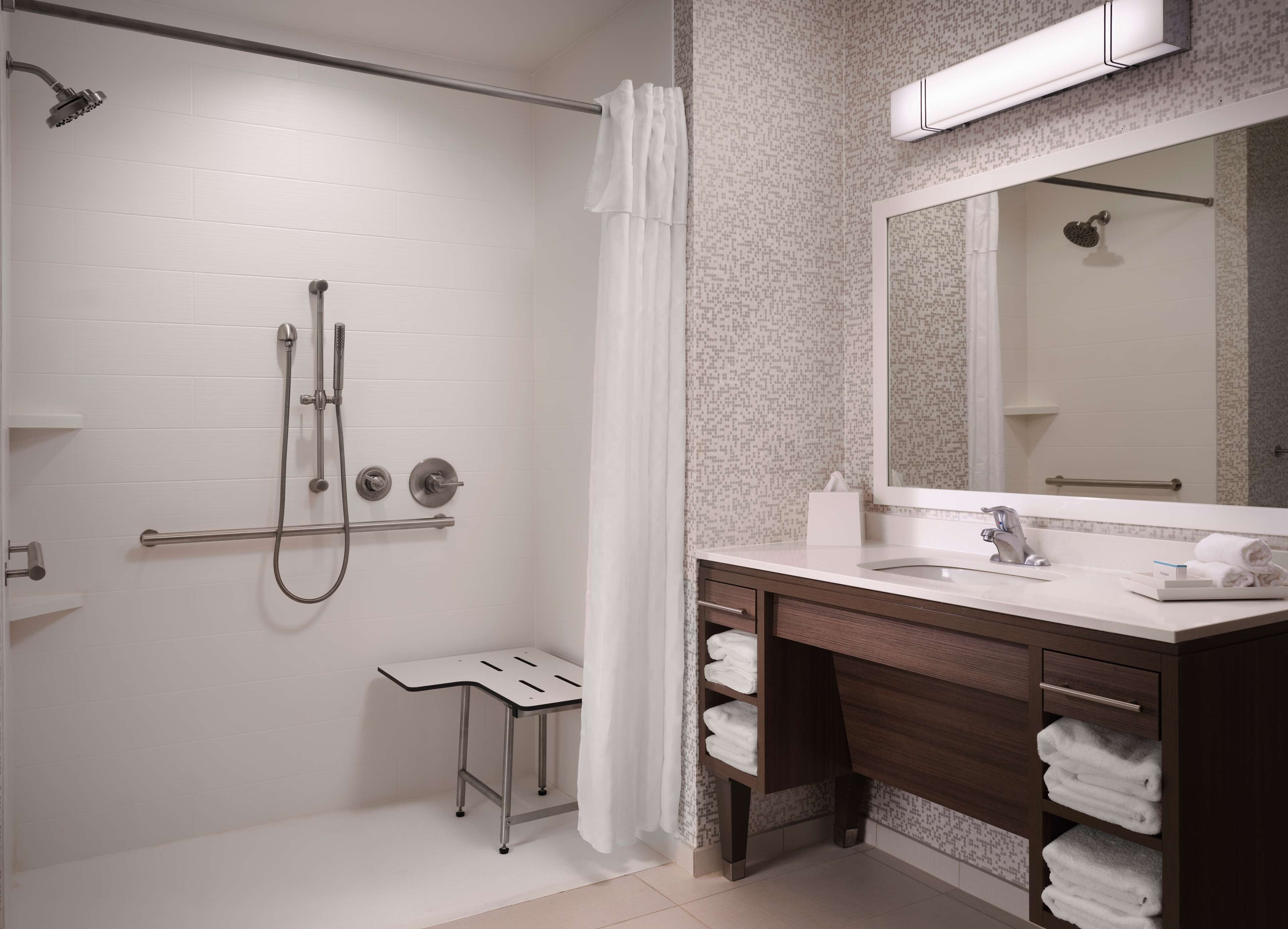 suite, 2 queen beds, accessible (mobility & hearing, roll-in shower) | bathroom shower