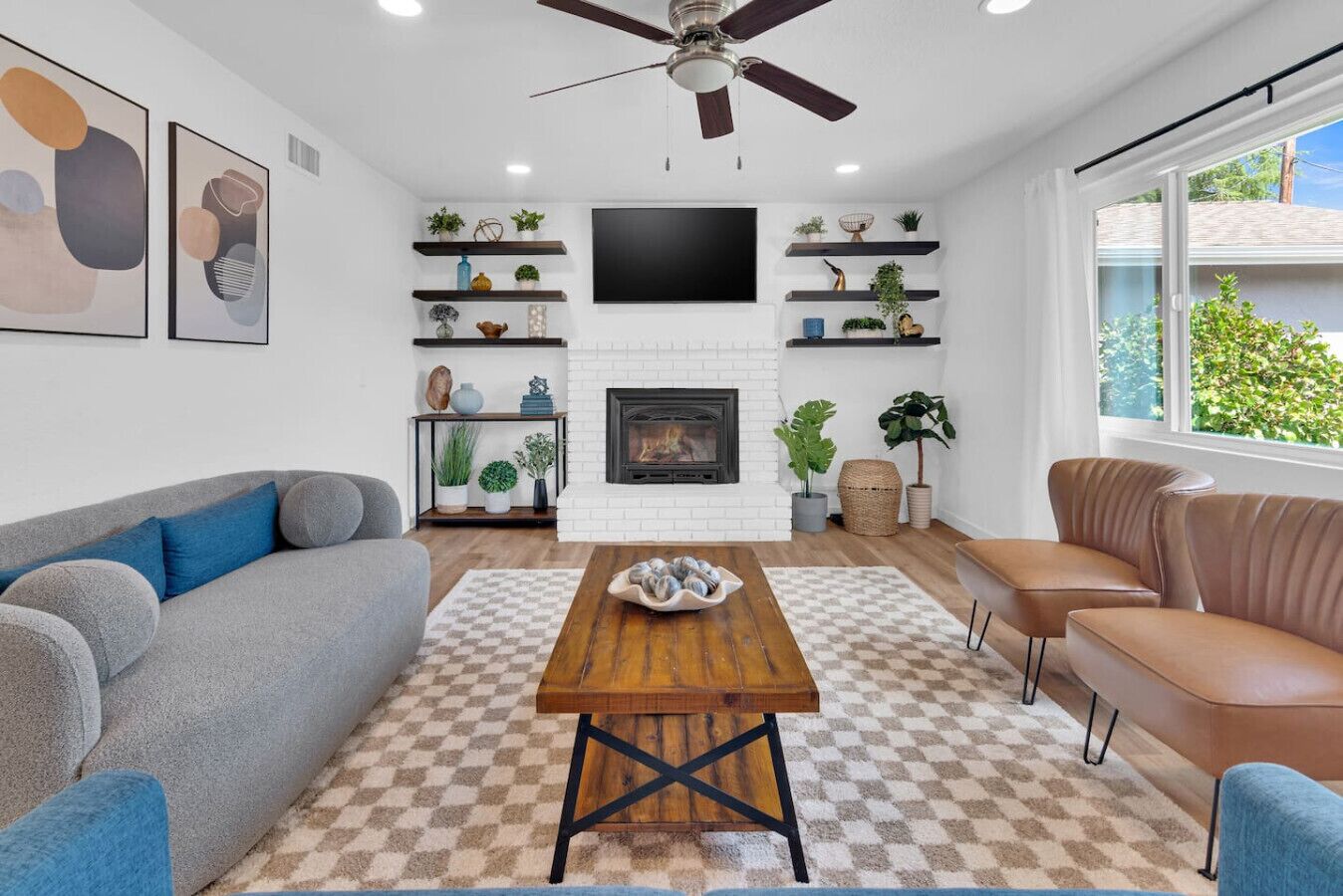 TV, foosball, books, offices