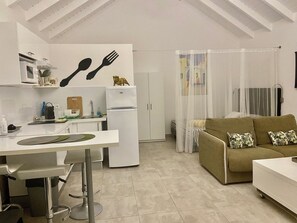 Réfrigérateur, micro-ondes, plaque de cuisson, cafetière/bouilloire