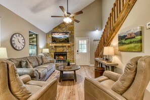 Smart TV, fireplace, table football