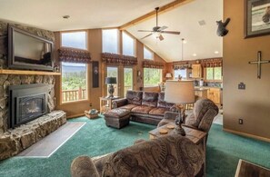 Smart TV, fireplace, video library, stereo