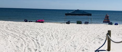 Beach nearby, sun loungers