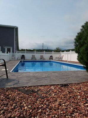 Outdoor pool, a heated pool - Name: Three Gables <br>Private Setting. Heated Pool. 4 Minutes to Dreams Park. (Cooperstown)