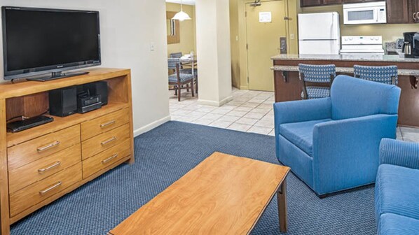 TV, foosball, stereo