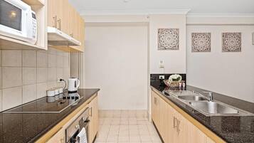 Fridge, microwave, oven, toaster