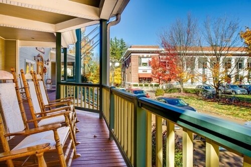 Originally built in Chautauqua Institution in 1890, the original St. Elmo Hotel building was torn down and rebuilt as a residential condominium.  It now offers the convenience of an elevator