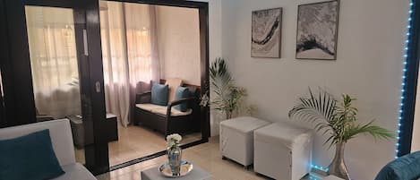 Smart TV, foosball, music library