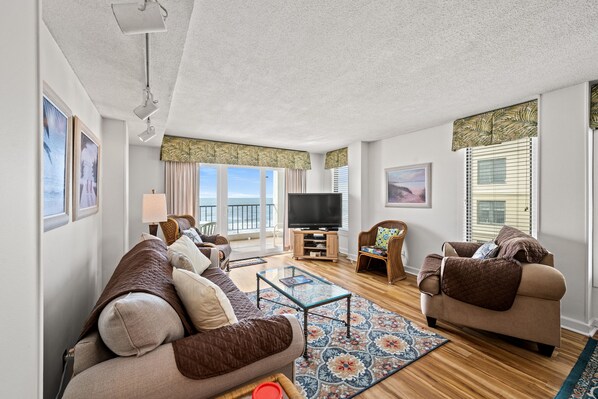 Flat-screen TV, DVD player