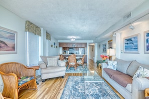 Flat-screen TV, DVD player - Sea Marsh I 504-Oceanfront 3BR/2.5BA condo in Cherry Grove (North Myrtle Beach)