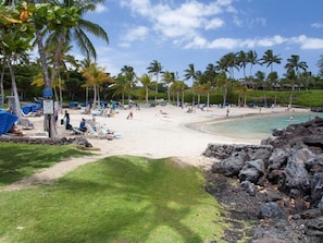 Sun-loungers, beach towels