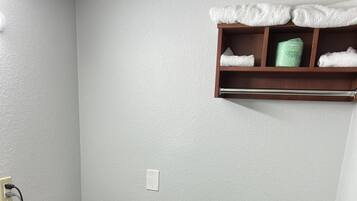 Premium bedding, desk, blackout drapes, soundproofing