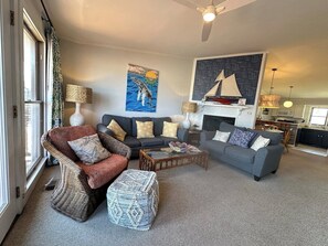 Smart TV, fireplace, video games, books