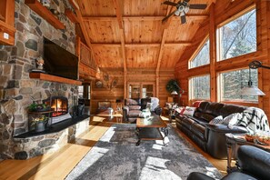 TV, fireplace, table football, ping pong - Cozy Kinsman Cabin in the woods w/Hot Tub (Kinsman)