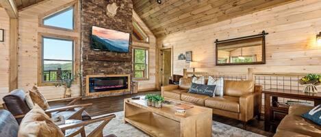 Smart TV, chimenea, videojuegos y reproductor de DVD