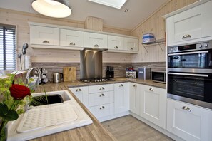 Fridge, microwave, oven, stovetop - Stunning Lodge Near Salcombe (Kingsbridge)