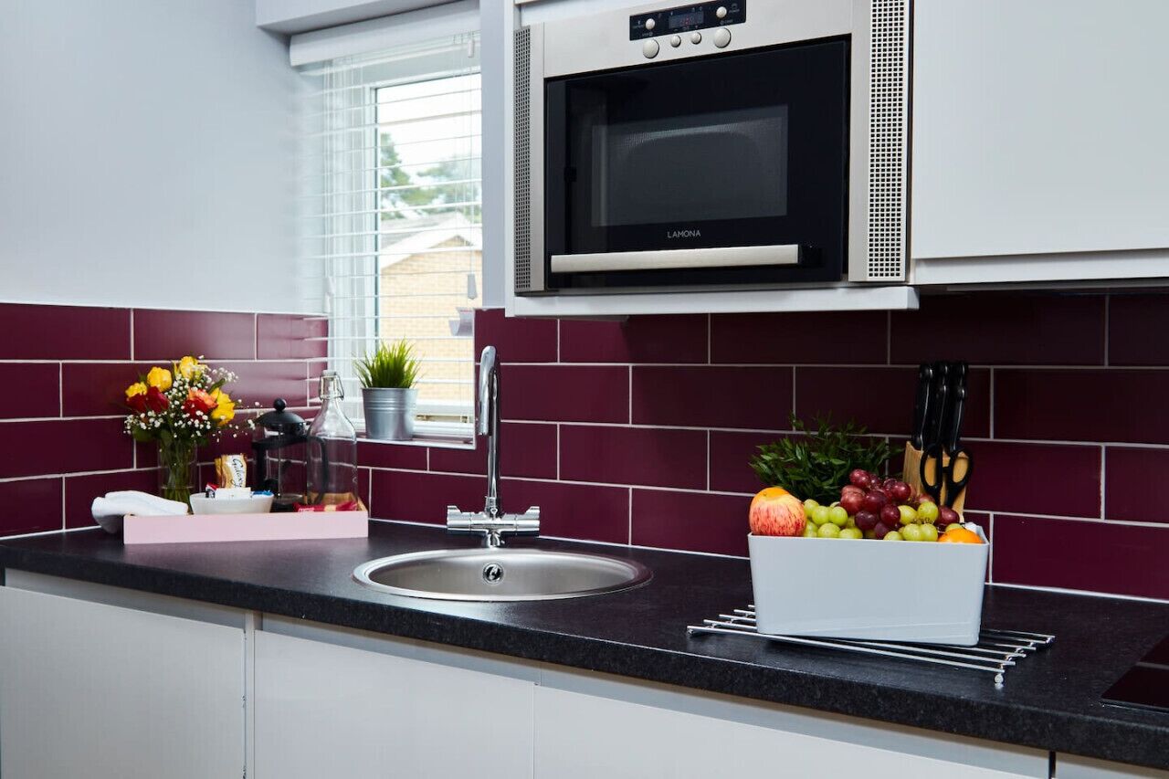 Réfrigérateur, micro-ondes, plaque de cuisson, grille-pain