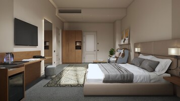Kaliteli yatak takımı, minibar, odada kasa, masa 