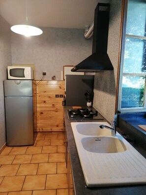 Fridge, microwave, oven, stovetop - Gîte in the countryside, ideal for green vacations, 5 minutes from bird lake. (Laramiere)