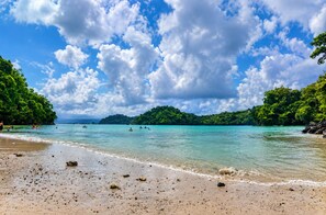 在海灘附近、沙灘巾
