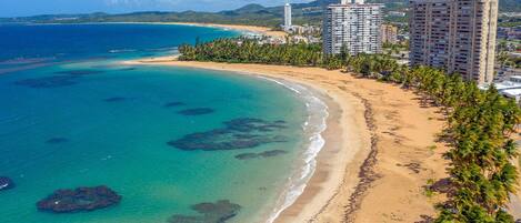 Beach nearby, sun loungers
