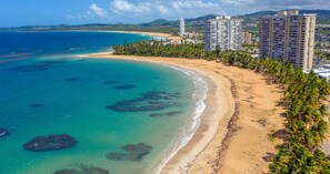 Playa en los alrededores y camastros 