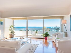 Apartment, 2 Bedrooms, Balcony, Ocean View | Living room | TV - Adelos Coastal Chic by the Sea - Athens Riviera (Alimos)