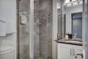Bathtub, hair dryer, towels