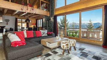 Télévision, cheminée, lecteur de DVD, table de tennis de table