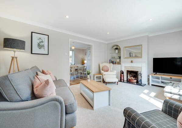 TV, fireplace