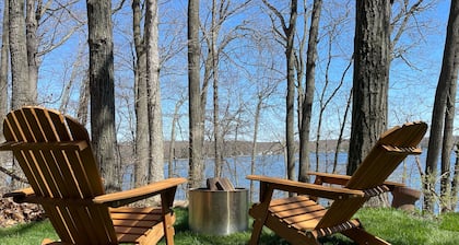 Private dock on large, spring-fed lake with kayaks