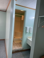 Economy Double Room, 2 Double Beds, Non Smoking | Bathroom | Towels