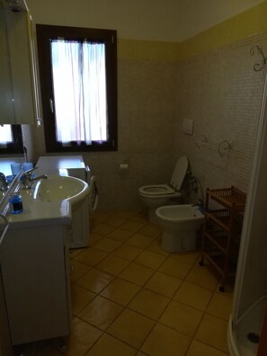 Dusche, Haartrockner, Bidet, Handtücher