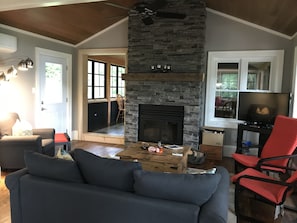 TV, fireplace, DVD player