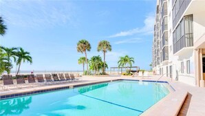 Outdoor pool - Carlos Pointe 124, 2 Bedrooms, Gulf Front, Heated Pool, Sleeps 6 (Fort Myers Beach)