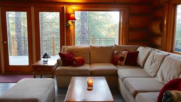 Smart TV, chimenea y libros