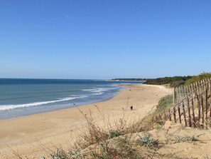 Plage, chaises longues, serviettes de plage