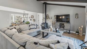 Smart TV, fireplace, video games, offices