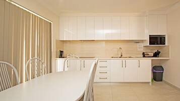 Fridge, microwave, stovetop, toaster