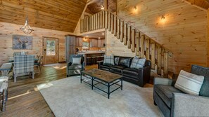 Cabin, 3 Bedrooms | Living room | TV - Sasquatch Chalet by Escape to Blue Ridge (Blue Ridge)