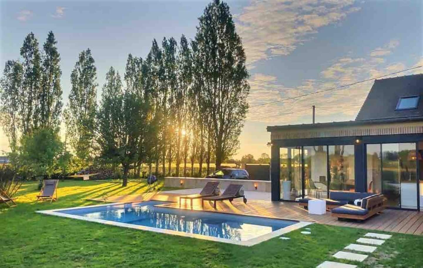 Piscine extérieure, piscine chauffée